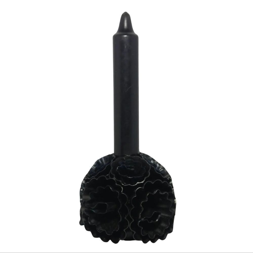 Midnight Shadows Black Floral Taper Candle Gothic Halloween Decor, 8" Tall, New